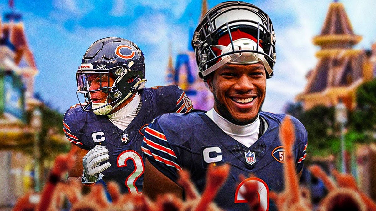 Photo: DJ Moore in Bears jersey with Disneyworld as the background