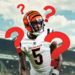 Tee Higgins with question marks around him