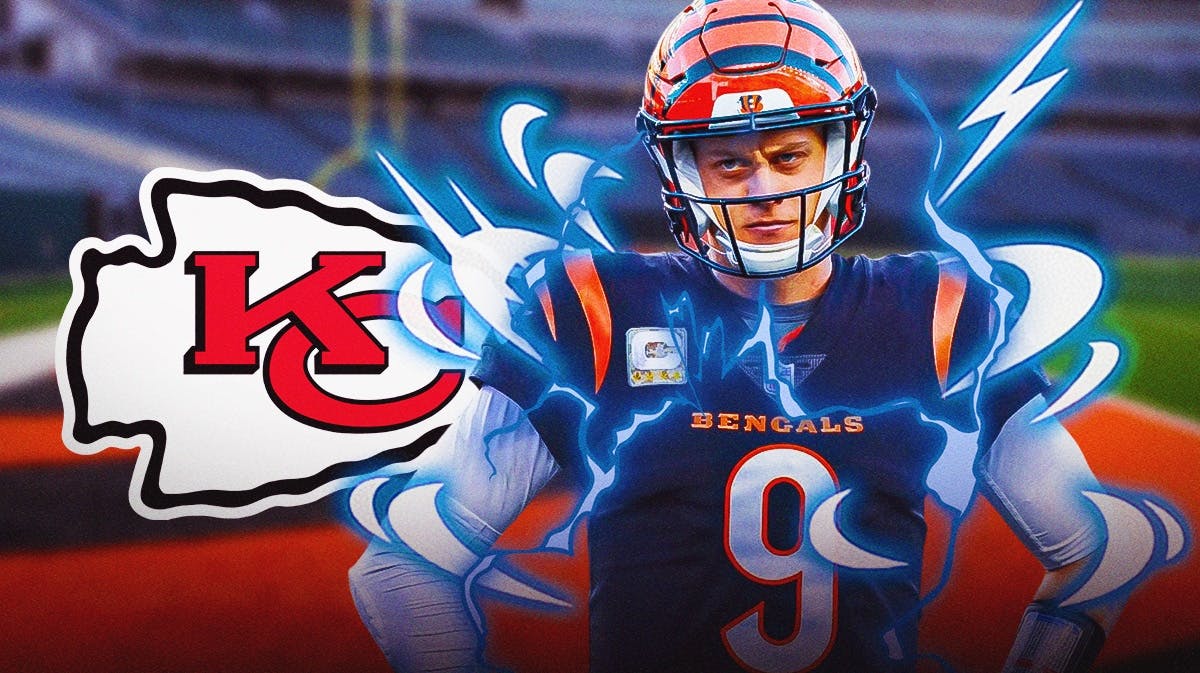 Bengals QB Joe Burrow with waves of electricity around him, Chiefs