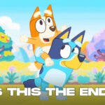 Bluey and the gang with a 'this is the end' sign.