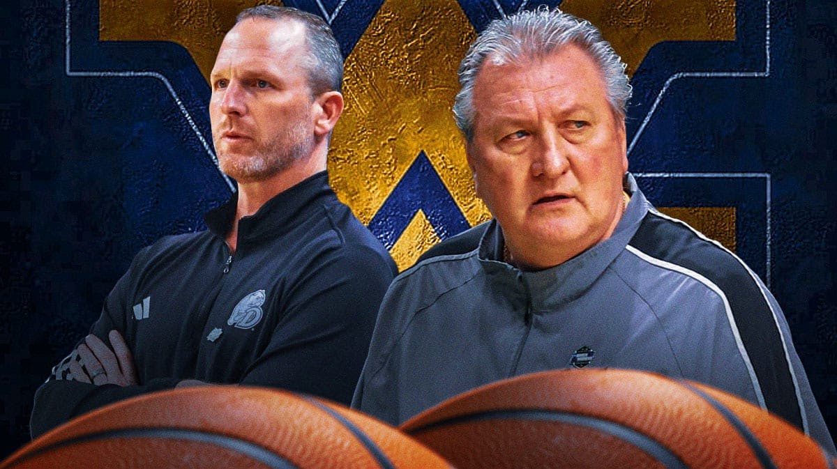 New West Virginia basketball coach Darian DeVries and former coach Bob Huggins