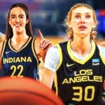 Indiana Fever player Caitlin Clark, Los Angeles Sparks player Cameron Brink, Chicago Sky players Kamilla Cardoso and Angel Reese