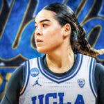 WSU women's basketball player Charlisse Leger-Walker, with a jersey swap so she is in a UCLA Bruins jersey, with the UCLA logo