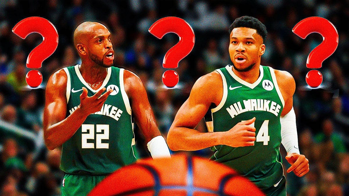 Bucks' Giannis Antetokounmpo and Khris Middleton with question marks