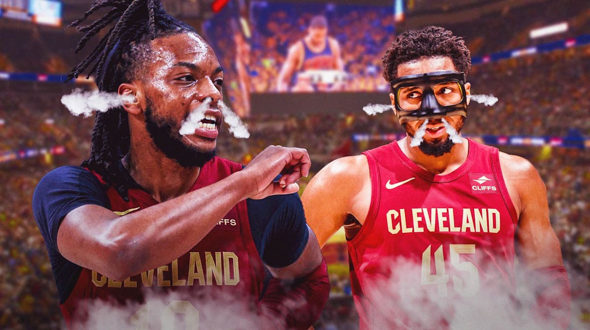 Cavs' Darius Garland and Donovan Mitchell with smoke coming out their nose and ears