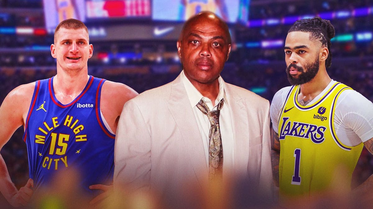 Lakers D'Angelo Russell with Nuggets Nikola Jokic and Charles Barkley amid NBA Playoffs