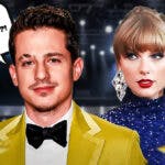 Charlie Puth and Taylor Swift. Puth has speech bubble: "You said my name?!" and Swift has speech bubble: "You're welcome"