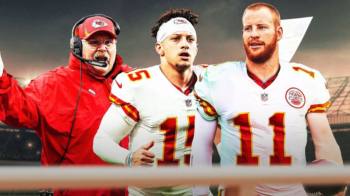 Chiefs Patrick Mahomes, and Andy Reid with NFL Free Agency axquisition Carson Wentz