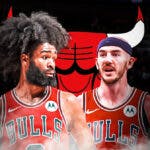 Bulls' Coby White and Alex Caruso stand in front of Magic crowd