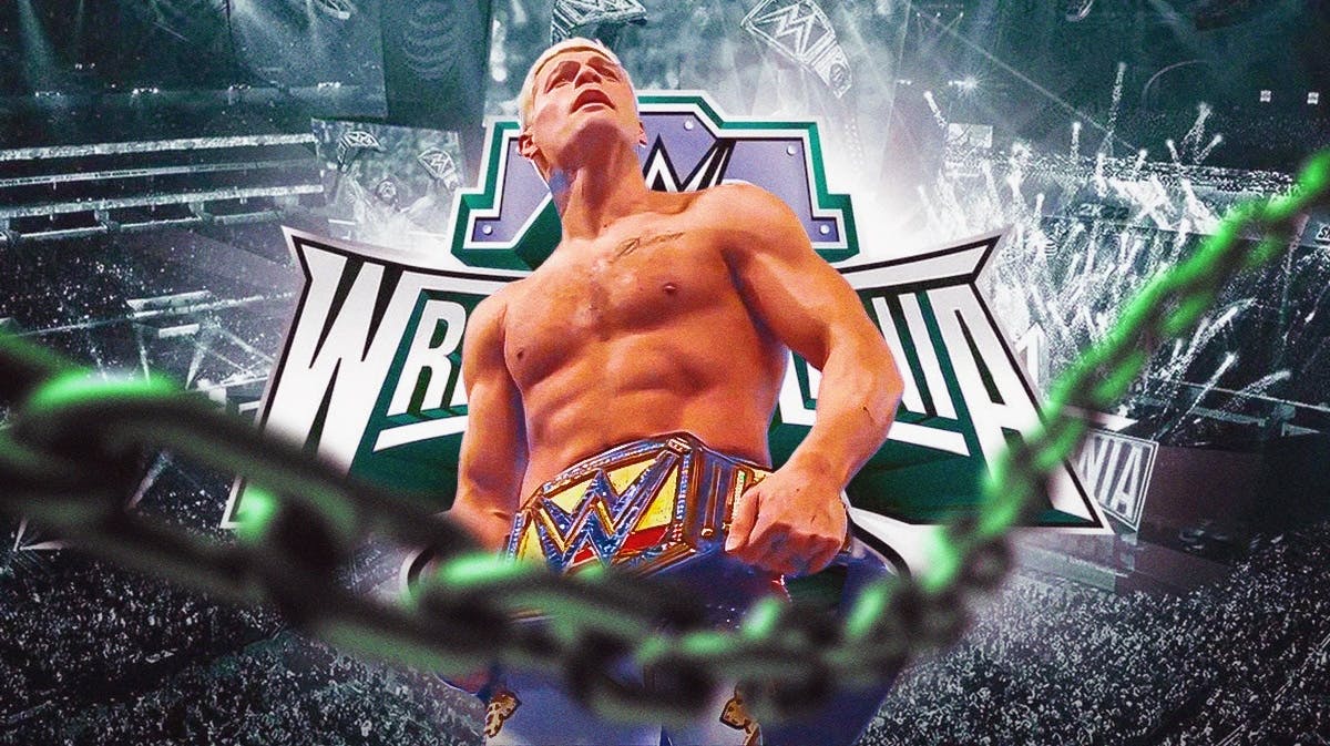 Cody Rhodes with the WrestleMania 40 logo as the background.