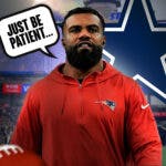 Ezekiel Elliott eyes Dallas Cowboys logo and says "just be patient..."