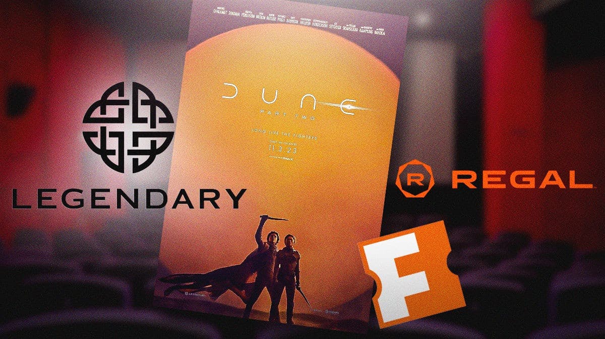 Dune: Part Two (Dune 2) poster with Legendary, Fandango, and Regal Cinemas logo.
