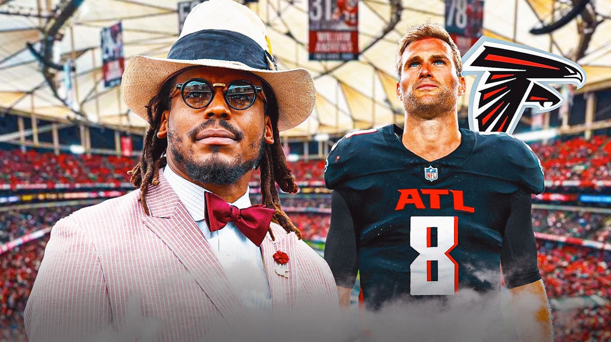 Cam Newton stands next to Falcons' Kirk Cousins after NFL free agency contract