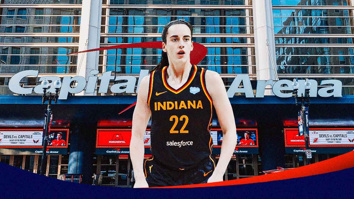 Indiana Fever player Caitlin Clark, in front of the Capital One Arena in Washington D.C.
