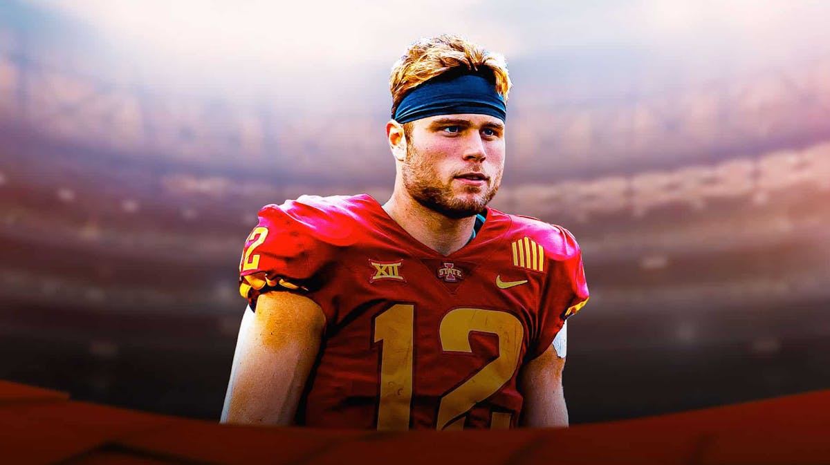 Ex-Iowa State football QB Hunter Dekker stares at JUCO crowd, gambling reporters in background