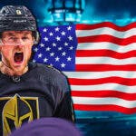 Vegas Golden Knights Jack Eichel with American flag