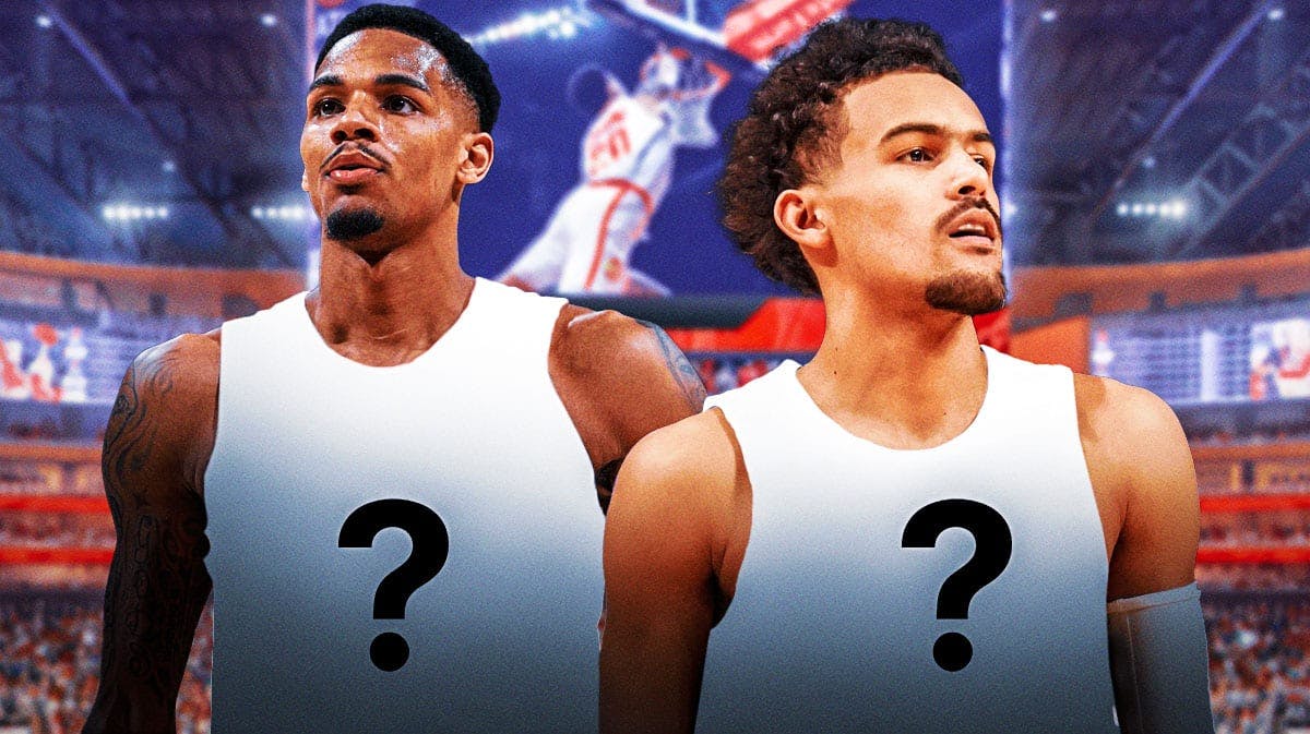 Hawks' Trae Young, Dejounte Murray with blank jerseys with question marks on them