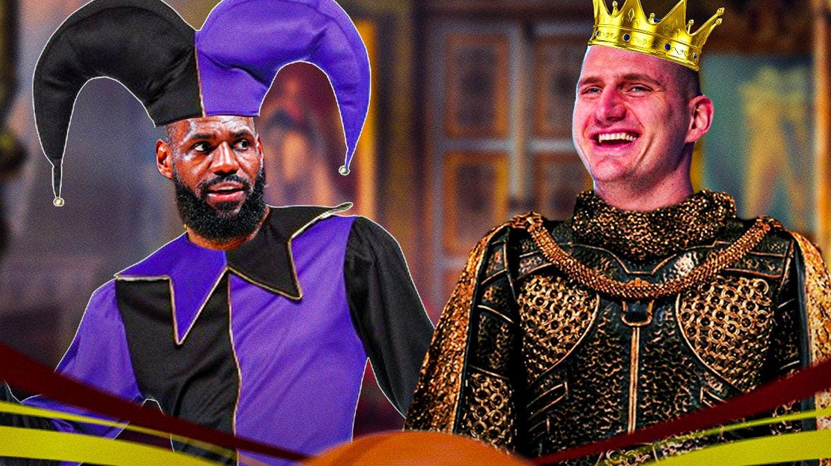 Lakers' LeBron James being laughed at by Nuggets' Nikola Jokic
