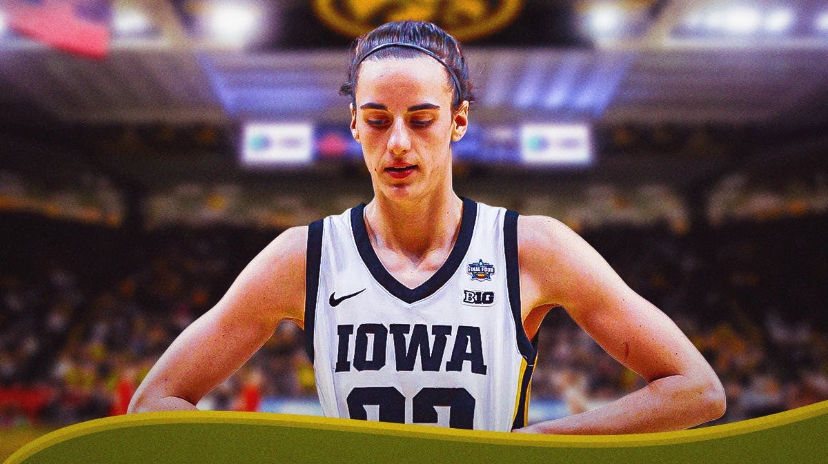 Iowa women's basketball player Caitlin Clark looking upset/sad
