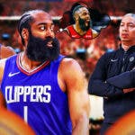 Clippers' James Hardening thinking about Rockets' James Harden with Ty Lue saying "This is who you are."