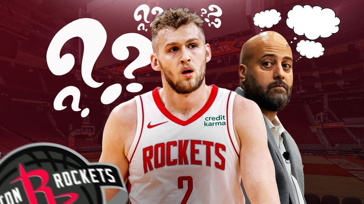 Rockets Jock Landale and Rafael Stone surrounded by question marks