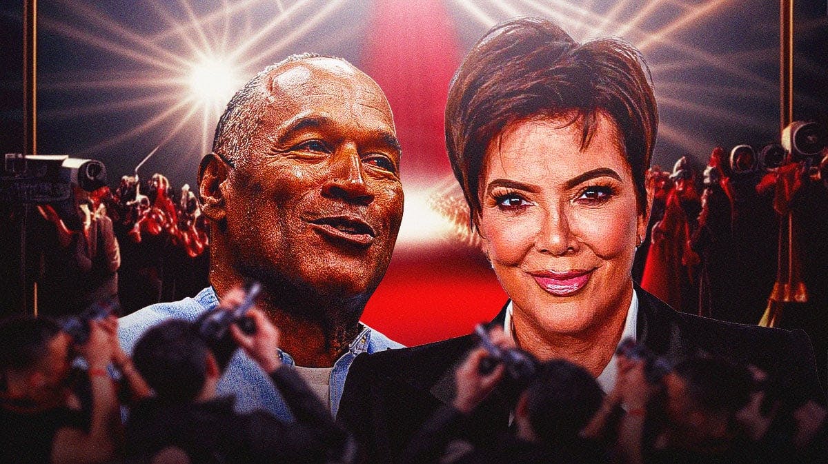 Kris Jenner and O.J. Simpson with cameras and fans
