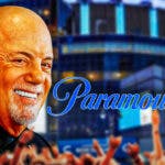 Billy Joel and the Paramount+ logo, with Madison Square Garden in the background