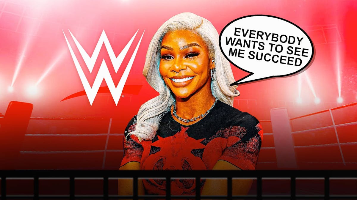 Jade Cargill with a text bubble reading, "Everybody wants to see me succeed" with the WWE logo as the background.