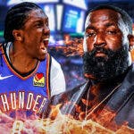 Photo: Jalen Williams in Thunder jersey breathing fire at Kendrick Perkins