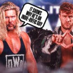 Kevin Nash with a text bubble reading "It shows why he’s an indie-riffic guy" next to Will Ospreay with the AEW logo as the background.