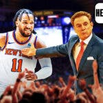 Knicks' Jalen Brunson being pointed at by Rick Pitino