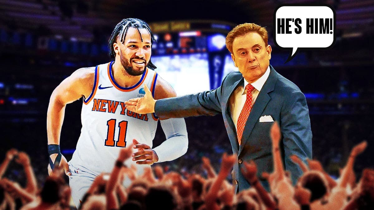 Knicks' Jalen Brunson being pointed at by Rick Pitino