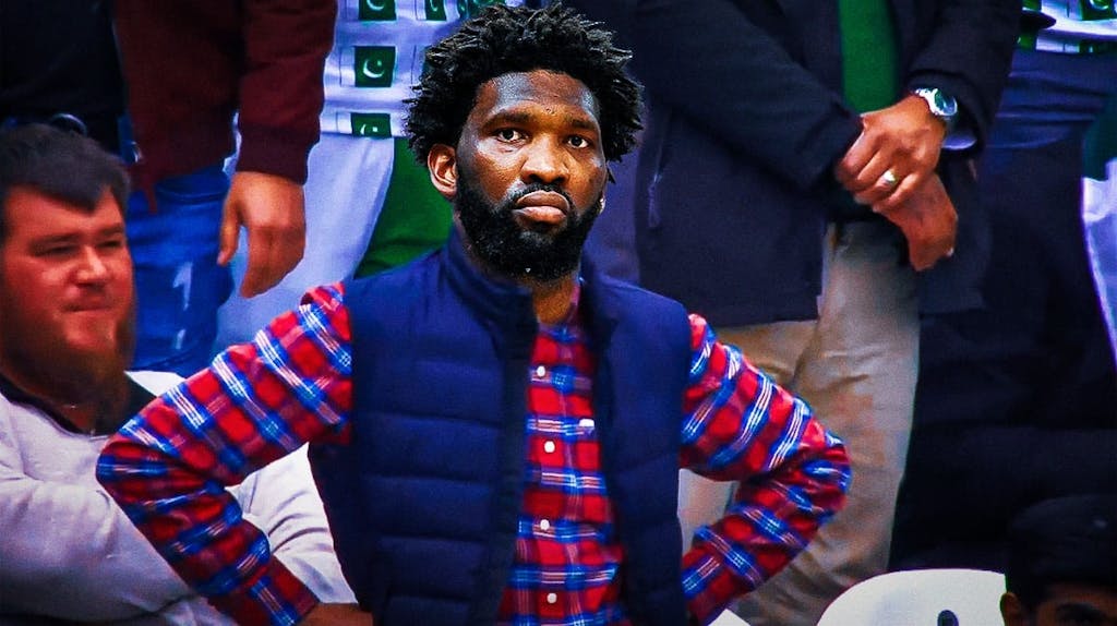 Joel Embiid of the (76ers) as the annoyed Cricket fan meme