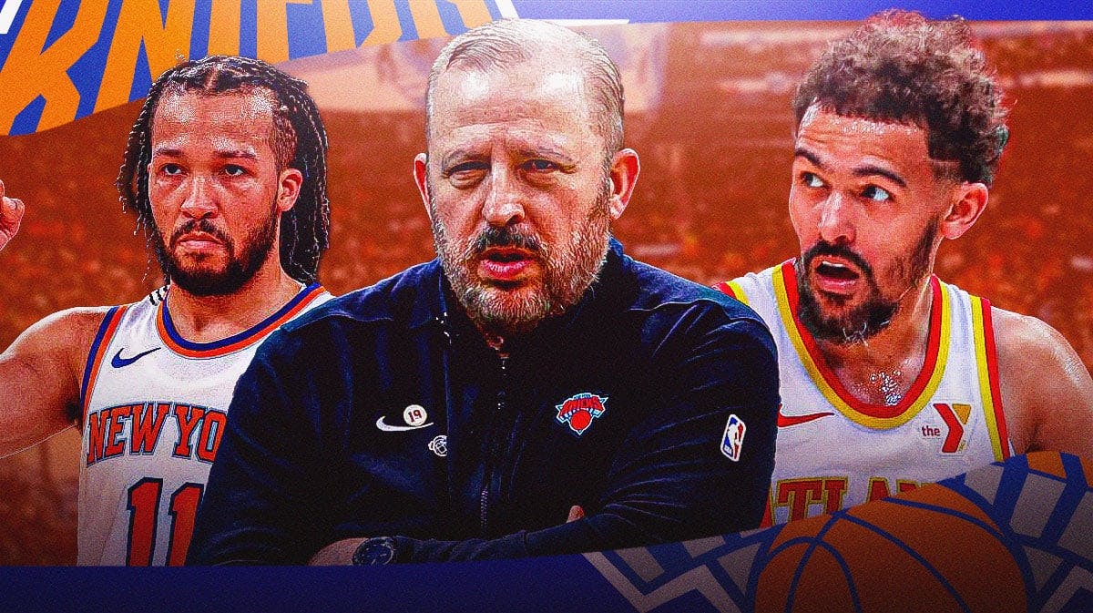 Knicks Tom Thibodeau with Trae Young and Jalen Brunson after win over 76ers