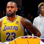 Lakers' LeBron James and Grizzlies' Ja Morant (in casual clothes) looking serious