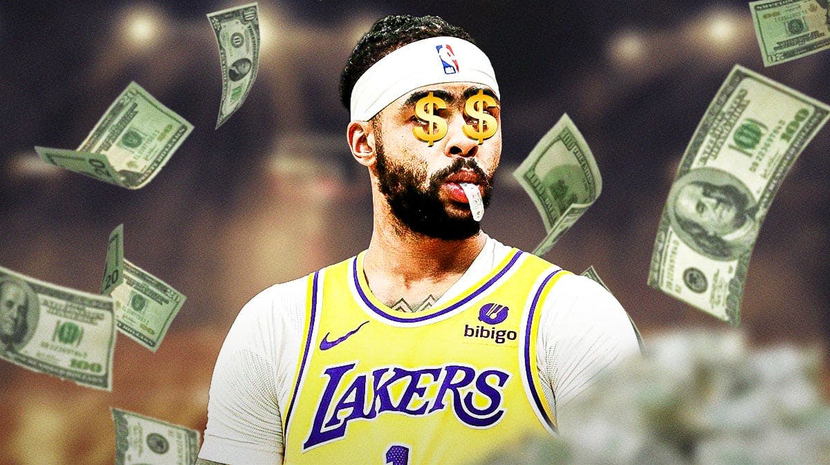 D'Angelo Russell with dollar signs on his eyes