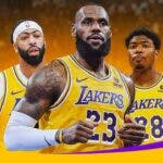 Lakers' LeBron James, Anthony Davis Rui Hachimura with Nuggets' Nikola Jokic and Jamal Murray