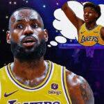 Lakers star LeBron James imagining his son Bronny James in a Lakers uniform