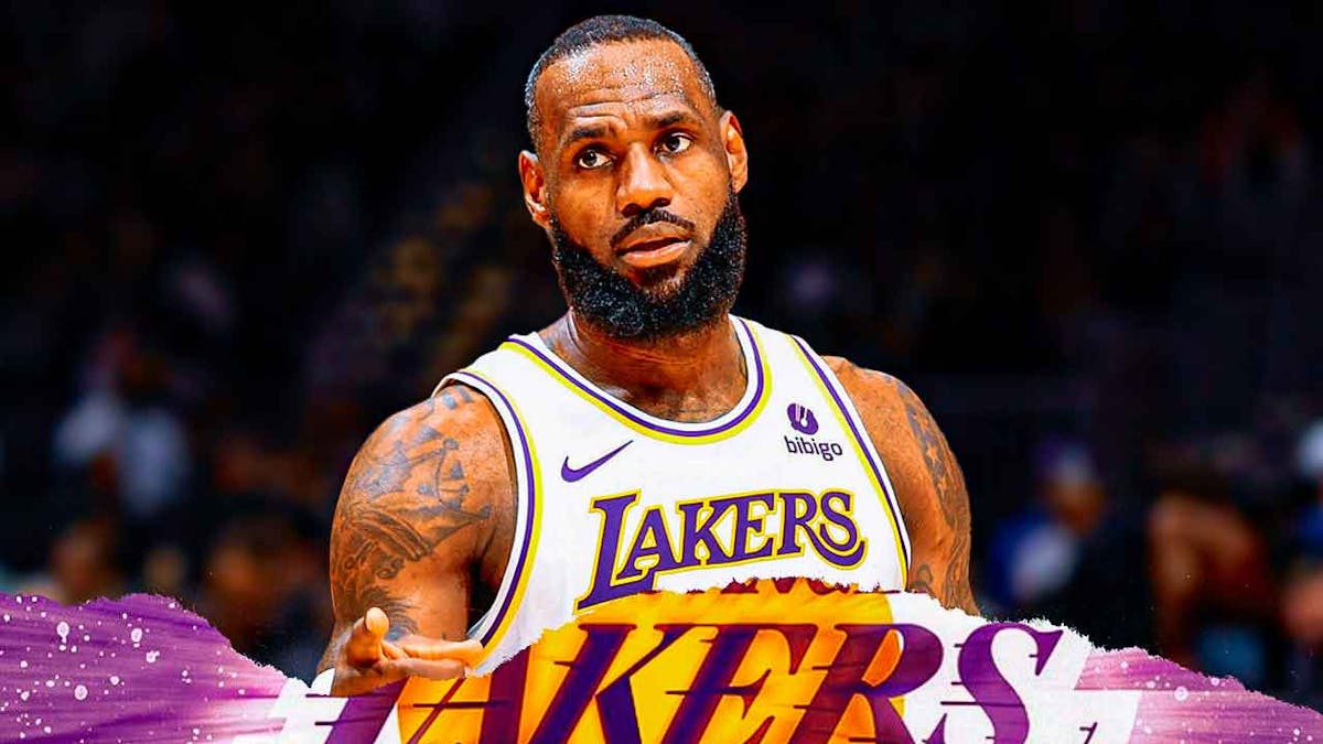 LA Lakers' LeBron James reacts to contract reporter ahead of NBA free agency