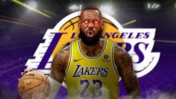 LeBron James (Lakers) looking hyped and with laser eyes