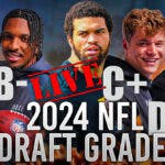 Live 2024 NFL draft grades, tracker featuring Caleb Williams (USC) in center surrounded by, Jayden Daniels (LSU), JJ McCarthy (Michigan), Rome Odunze (Washington), Brock Bowers (Georgia)