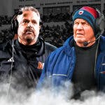 Nebraska football coach Matt Rhule and Bill Belichick side-by-side.
