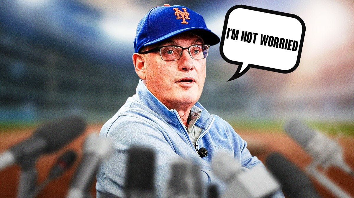 Steve Cohen with a Mets hat saying "I'm not worried"