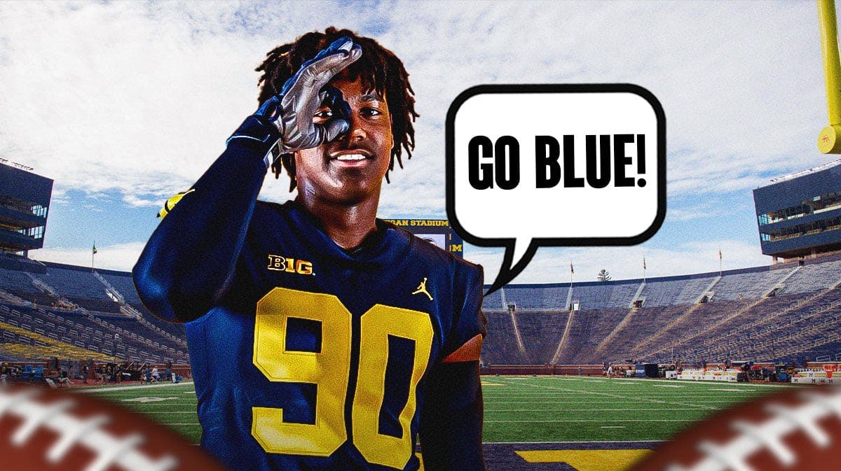 Nate Marshall in Michigan football jersey saying "Go Blue!"