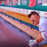 Angels' Mike Trout looking serious in dugout