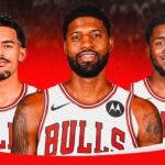 Trae Young, Paul George, and Donovan Mitchell in Bulls uniforms