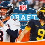 Broncos Peyton Manning and Michigan JJ McCarthy before 2024 NFL Draft