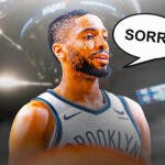 Mikal Bridges with animated tears and speech balloon that says, Sorry