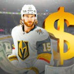 Golden Knights' Noah Hanifin, big dollar sign next to him with money flying around