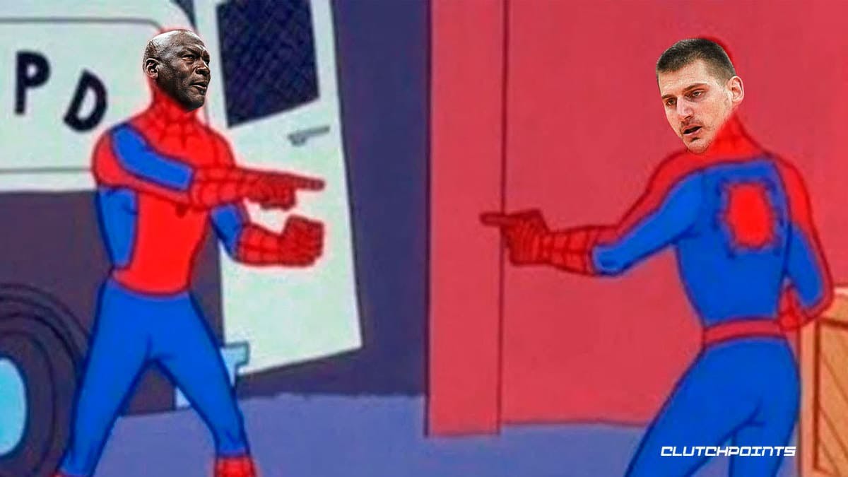 Nikola Jokic and Michael Jordan as the Spiderman meme